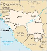 Guinea u. Nachbarstaaten Landkarte von Guinea, grobe Übersicht mit den Nachbarländern.